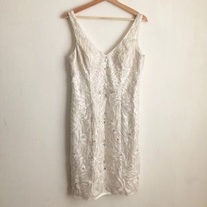 Sue Wong white dress midi laces romantic size:8